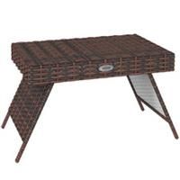 Outsunny Foldable Outdoor Coffee Table, Steel Frame Rattan Side Table, Brown