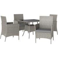 Outsunny Five-Pieces Rattan Dining Set - Light Grey