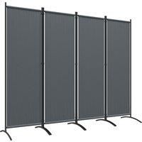 Outsunny 4 Panel Folding Garden Divider, 1.7m Privacy Screen with Wide Feet, Portable Freestanding Privacy Panel for Deck, Pool, Hot Tub, Dark Grey