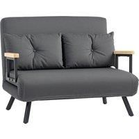 HOMCOM 4-in-1 Velvet-Feel Double Sofa Bed, with Pillows - Dark Grey