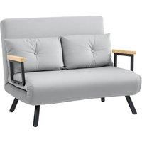 HOMCOM 4-in-1 Velvet-Feel Double Sofa Bed, with Pillows - Light Grey