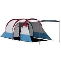 Outsunny 2-3 Man Camping Tunnel Tent with Bedroom and Living Room, Red
