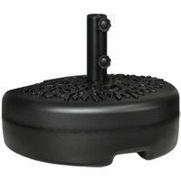 Outsunny Half Round Umbrella Base, Half Patio Parasol Stand Holder for Deck, Garden, Fit 3.8 cm or 4.8 cm Pole, Black Aosom UK