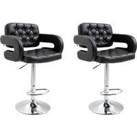 Set of 2 PU Leather Upholstered Swivel Bar Stool, Height Adjustable Barstool with Back, Armrest, Footrest for Kitchen