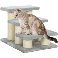 PawHut Pet Stairs 3-step Pet Ladder Cat dog Stairs Climb Ladder Cat Tree, Grey