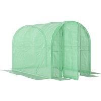 Outsunny 3 x 2 x 2m Polytunnel Greenhouse with Hinged Door, Walk-in Grow House Tent with PE Cover and Galvanised Steel Frame, Green