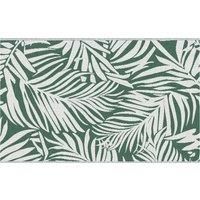 Outsunny Reversible Outdoor RV Rug, 1.5 x 2.4m Patio Floor Mat for Garden, Deck, Beach, Camping, Green Leaves, Green and White