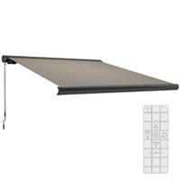 Outsunny DIY Retractable Canopy with Remote Controller for Patio, Light Grey