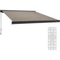 Outsunny 3.5 x 3 m Electric Awning with Remote Controller, Aluminium Frame DIY Retractable Awning, UV50+ Sun Shade Canopy for Garden Patio Deck Door Window, Light Grey