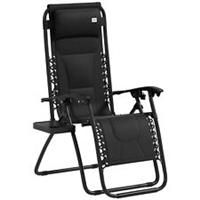 Outsunny Zero Gravity Lounger Folding Recliner Chair w/ Cup Holder Black