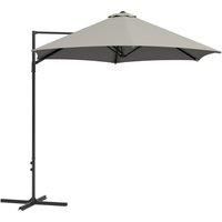 Outsunny 2.5M Garden Cantilever Parasol, Offset Roma Patio Umbrella Hanging Sun Shade Canopy Shelter with 360 Rotation and Cross Base, Light Grey
