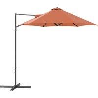 Outsunny 2.5M Garden Cantilever Parasol, Offset Roma Patio Umbrella Hanging Sun Shade Canopy Shelter with 360 Rotation and Cross Base, Orange