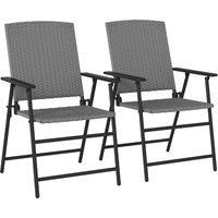 Outsunny Set of Two Folding Rattan Seat Chairs - Grey