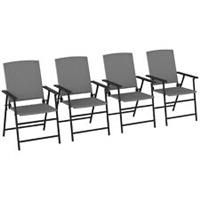 Outsunny 4pcs Rattan Chair Foldable Garden Furniture w/ Armrest Grey