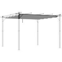 Outsunny Retractable Pergola Shade Cover, Replacement Canopy Fabric for 3 x 3 (m) Pergola, Gazebo Retractable Roof, Light Grey