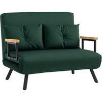 HOMCOM 4-in-1 Velvet-Feel Double Sofa Bed, with Pillows - Green