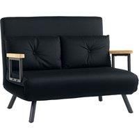HOMCOM 4-in-1 Velvet-Feel Double Sofa Bed, with Pillows - Black
