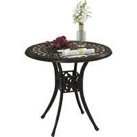 Outsunny 78 cm Round Garden Dining Table with Parasol Hole Antique Cast Aluminium Outdoor Table Only, Bronze Tone