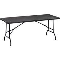 Outsunny Folding Garden Dining Table for 6, Rectangular Outdoor Dining Table with HDPE Tabletop and Steel Frame for Balcony, Porch, Charcoal Grey