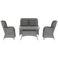 Outsunny 4 PCs Outdoor Rattan Sofa Set, Wicker Sectional Sofa Set Light Grey