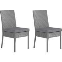 Outsunny Set of Two Armless Rattan Garden Chairs - Dark Grey