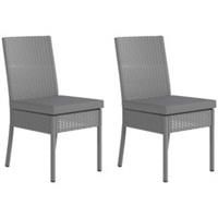 Outsunny 2 PCs Rattan Garden Chairs with Cushion, Wicker Dining Chairs, Grey