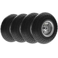 Outsunny Set of Four 10" Pneumatic Wheels for Barn Carts, Garden Cart Black