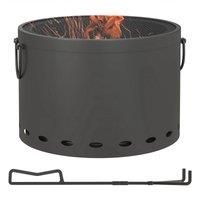 Smokeless Fire Pit Portable Wood Burning Firepit with Mesh Lid, Dark Grey