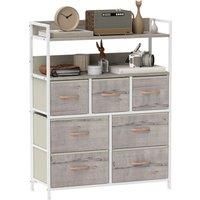 HOMCOM Rustic Chest of Seven Fabric Drawers - Natural Wood Finish