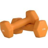 SPORTNOW 2 x 1.5kg Hexagonal Dumbbells Weights Set with Non-Slip Grip for Home Gym Workout, Orange