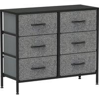 HOMCOM Fabric Chest of Drawers, Industrial Storage Bedroom Dresser with 6 Fabric Drawers, Steel Frame and Wooden Top for Nursery, Living Room, Hallway, Black