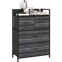 HOMCOM Rustic Chest of Four Fabric Drawers - Black