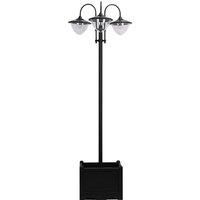 Outsunny 189cm 3-head Solar Lamp Post, Street Light with Planter, Automatic-on, 6 Hour Max Outdoor Ready LED Lighting, Black