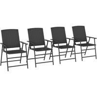 Outsunny Set of Four Folding Rattan Seat Chairs - Black