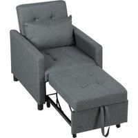 HOMCOM 3-In-1 Chair Bed, Convertible Sleeper Chair with Adjustable Backrest, Pillow and Footrest for Living Room, Dark Grey