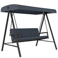 Outsunny 3 Seater Garden Swing Chair with Adjustable Canopy, Dark Grey
