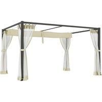 Outsunny 3 x 4m Aluminium Frame Pergola, with Retractable Roof - Khaki