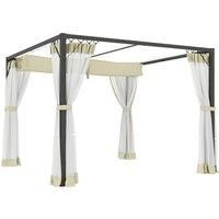 Outsunny 3 x 3m Aluminium Frame Pergola, with Retractable Roof - Khaki