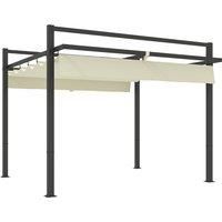 Outsunny 3 x 3m Aluminium Pergola, with Retractable Roof - Grey/Khaki