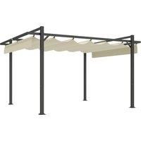 Outsunny 3 x 4m Aluminium Pergola, with Retractable Roof - Grey/Khaki