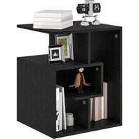HOMCOM Side Table, 3 Tier End Table with Open Storage Shelves for Living Room, Bedroom, Black