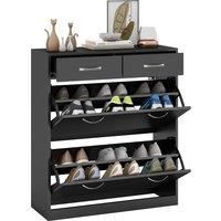 HOMCOM Narrow Shoe Storage with 2 Flip Drawers and Adjustable Shelves Shoe Cabinet Organizer for 12 Pairs of Shoes, Black