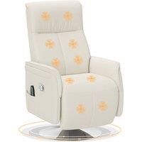Massage Recliner Chair with Footstool, Upholstered Reclining Armchair, Cream