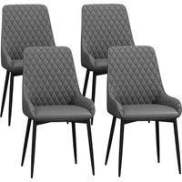 HOMCOM Set of 4 Quilted PU Leather Dining Chairs with Metal Frame 4 Legs Foot Caps Home Seating Modern Stylish Executive, Grey