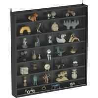 HOMCOM 7-Tier Wall Display Shelf Unit Cabinet w/ 6 Adjustable Shelves Glass Doors Home Office Ornaments 83x80cm, Black