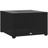 Outsunny 62 x 62cm Glass-Top Rattan Side Table - Black