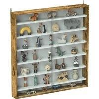HOMCOM 7-Tier Wall Display Shelf Unit Cabinet w/ 6 Adjustable Shelves Glass Doors Home Office Ornaments 83x80cm, Rustic Brown