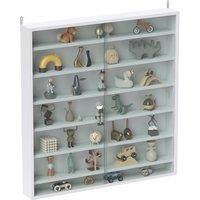 HOMCOM 7-Tier Wall Display Shelf Unit Cabinet w/ 6 Adjustable Shelves Glass Doors Home Office Ornaments 83x80cm, White