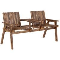 Outsunny 2-Seater Wooden Garden Bench with Armrest, Carbonised Finish