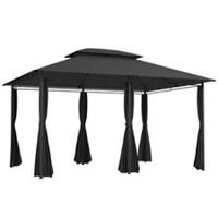 Outsunny 4m x 3(m) Outdoor 2-Tier Steel Frame Gazebo w/ Curtains Outdoor Garden